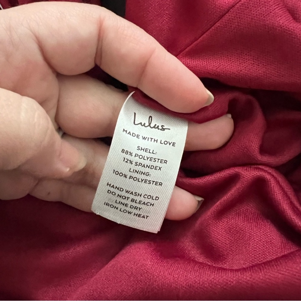 Lulu's - Red Velvet Wide-leg Jumpsuit - Size Small - Picture 8 of 8
